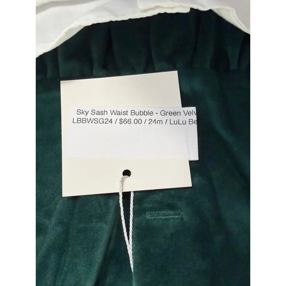 Lulu Bebe Green Velvet Bubble NWT $66 size 24 mo